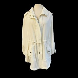 NIKKI JONES MONTREAL White Hooded Anorak Drawstring Jacket Size M/L
